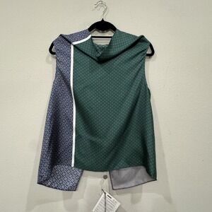 DUSAN Women's Silk Cowl Neck Top Vintage French Print One Size Made In Italy NWT